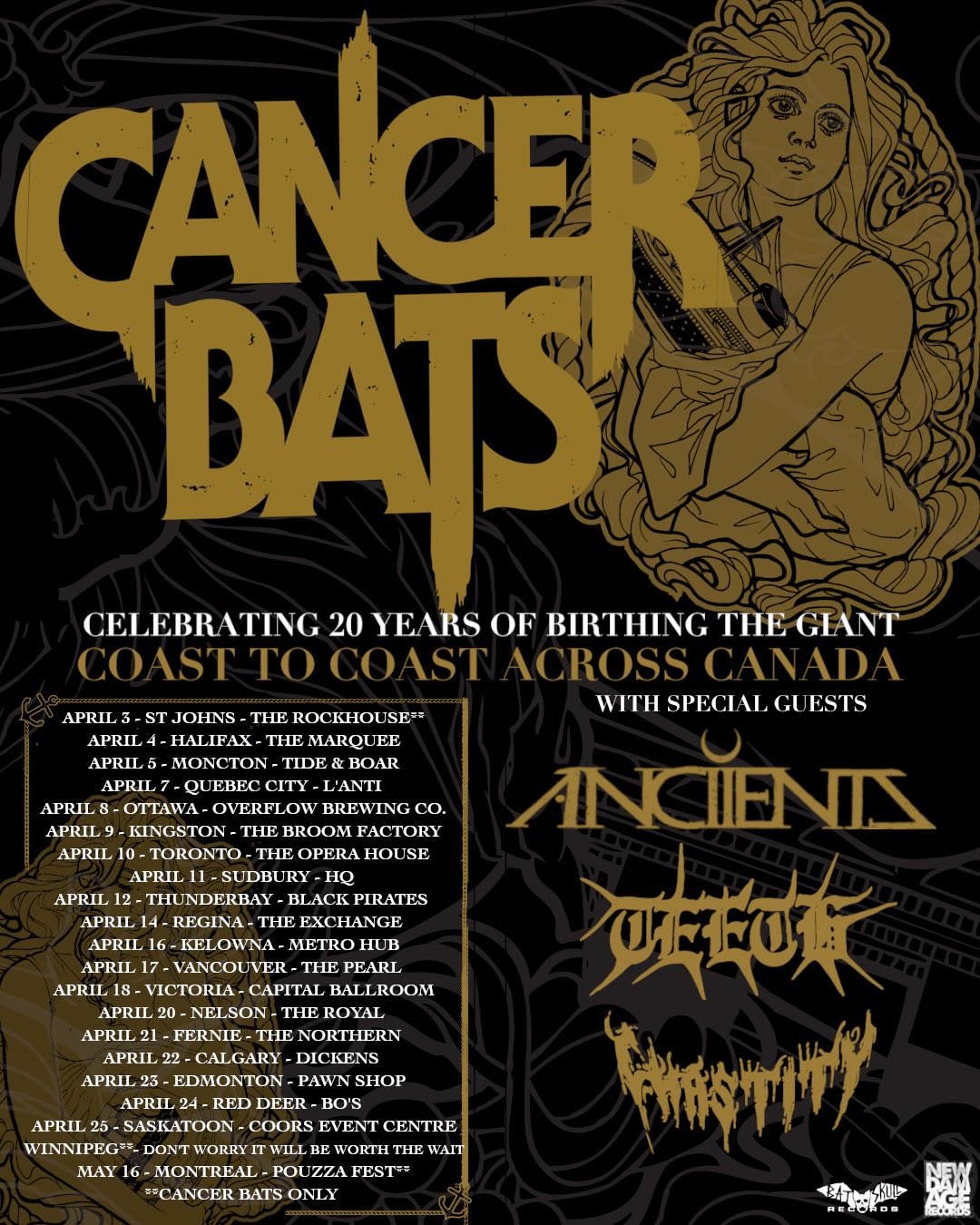 Cancer Bats CELEBRATING 20 YEARS OF BIRTHING THE GIANT Tour Poster 2026